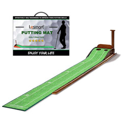 Lesmart Indoor Wood Golf Putting Green Mat with Auto Ball Return System