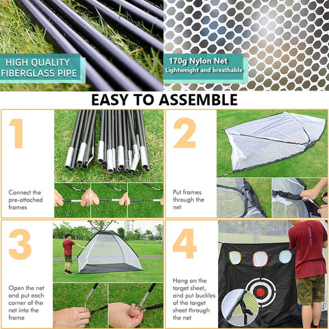 Lesmart 10x7ft Golf Hitting Training Aids Nets with Target Set