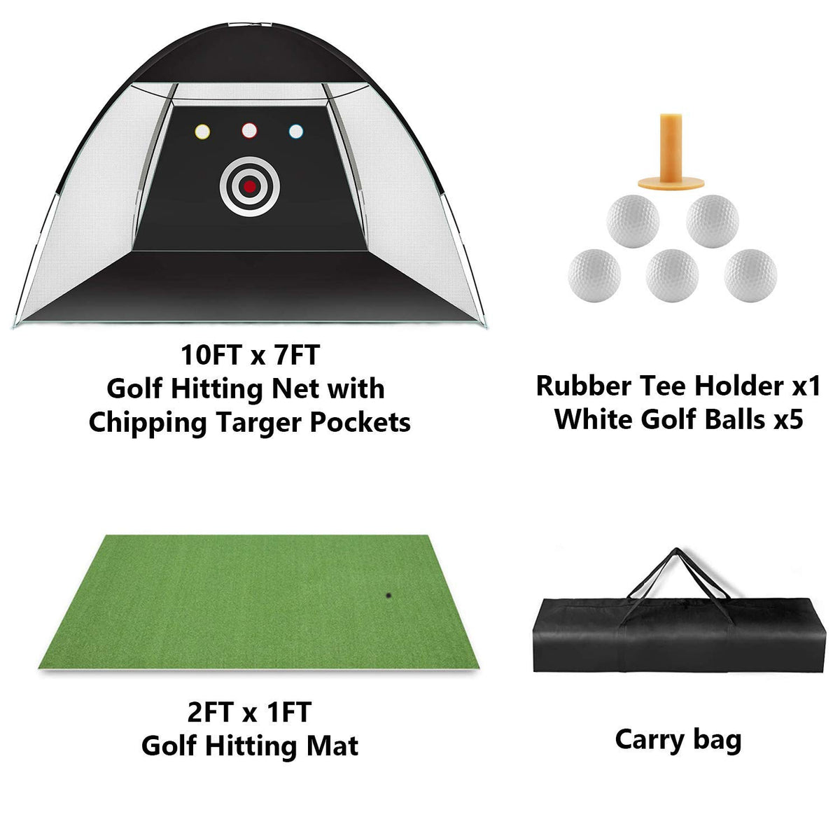 Lesmart 10x7ft Golf Hitting Training Aids Nets with Target Set