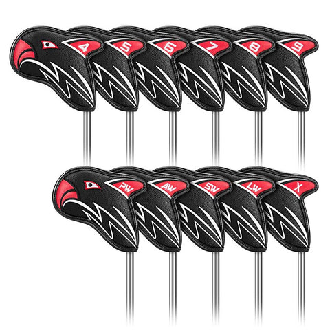 Lesmart 11Pcs Eagle Leather Golf Iron Head Covers Set
