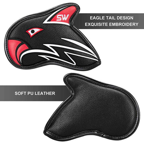 Lesmart 11Pcs Eagle Leather Golf Iron Head Covers Set