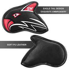 Lesmart 11Pcs Eagle Leather Golf Iron Head Covers Set