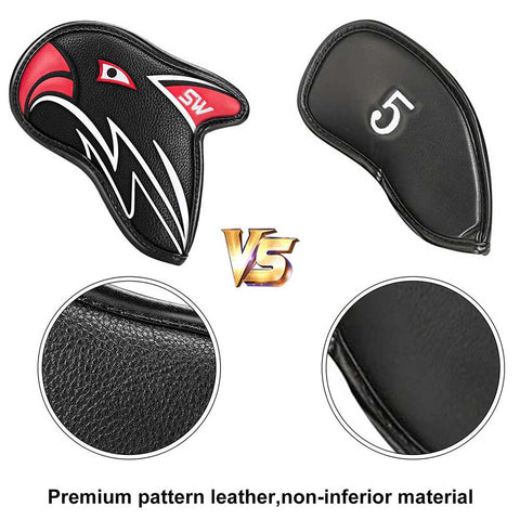 Lesmart 11Pcs Eagle Leather Golf Iron Head Covers Set