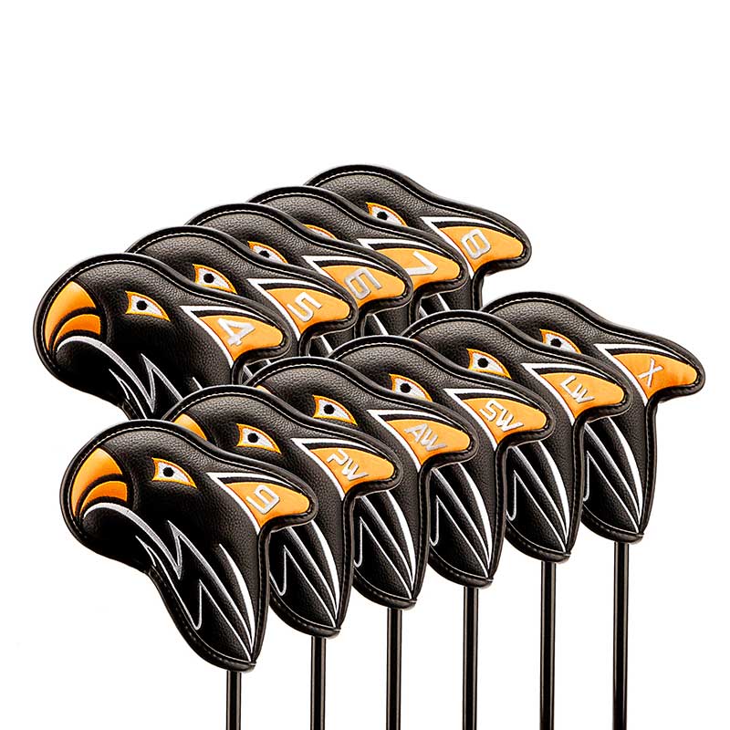 Lesmart 11Pcs Eagle Leather Golf Iron Head Covers Set