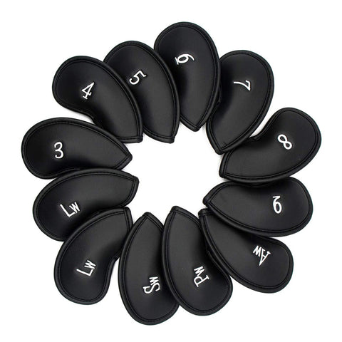 Lesmart 12pcs Thick Synthetic Leather Golf Iron Head Covers Set
