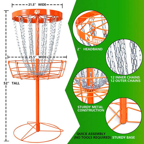Lesmart 24-Chain Portable Disc Golf Basket Target