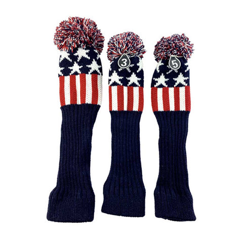 Lesmart 3 pcs/Set Golf Club Pom Knit Cover