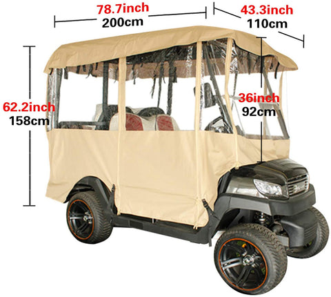 Lesmart 4 Passenger 300D Waterproof Sunproof Golf Cart Cover Roof