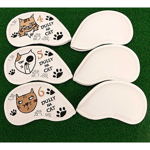 Lesmart 9pcs Synthetic Leather Golf Iron Cat Headcovers Set