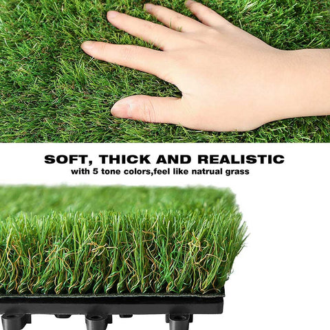 Lesmart Artificial Grass Tiles Interlocking Turf Set