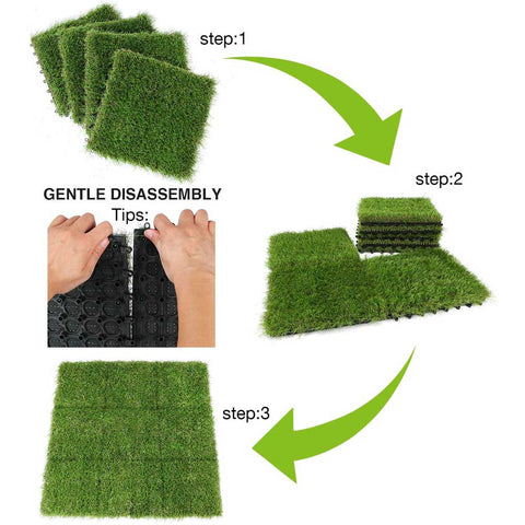 Lesmart Artificial Grass Tiles Interlocking Turf Set