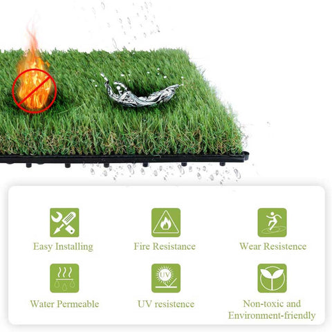 Lesmart Artificial Grass Tiles Interlocking Turf Set