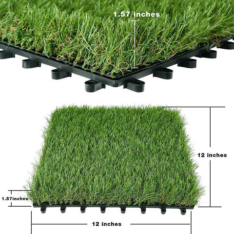 Lesmart Artificial Grass Tiles Interlocking Turf Set