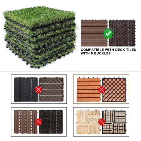 Lesmart Artificial Grass Tiles Interlocking Turf Set