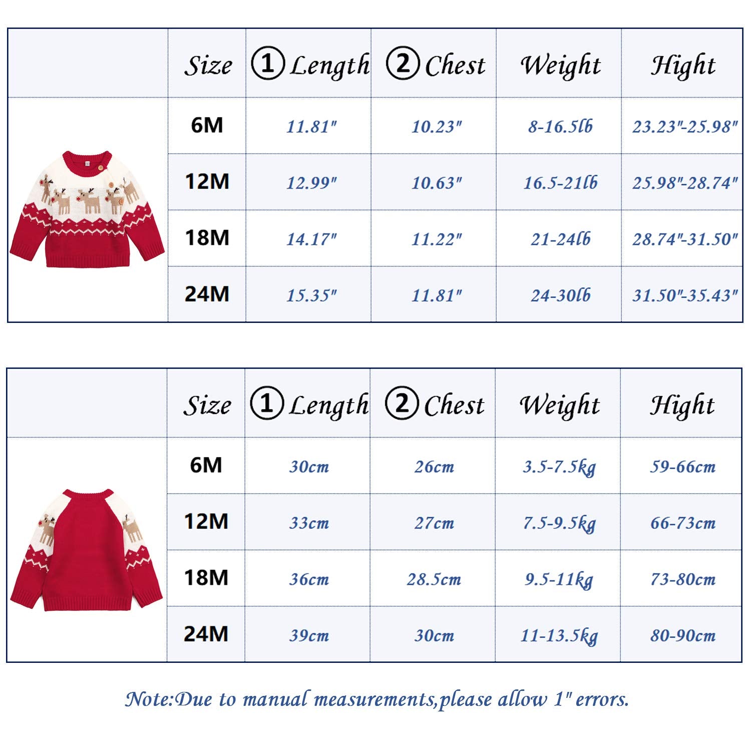 Lesmart Baby Christmas Sweater Reindeer Outfit