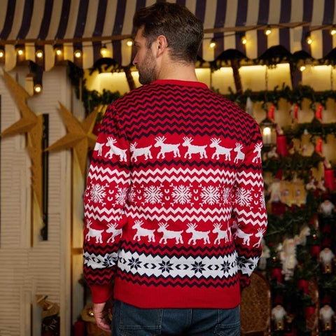Lesmart Christmas Reindeer Snowflakes Ugly Holiday Knitted Sweater