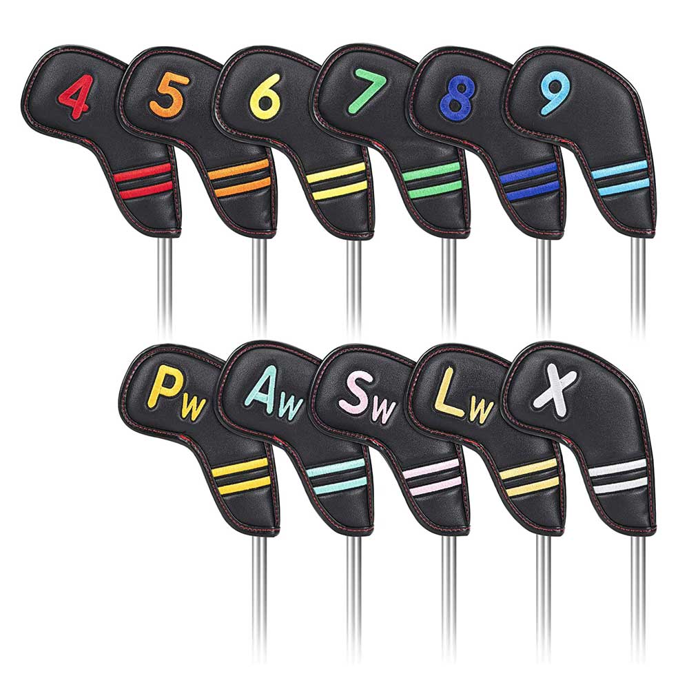 Lesmart Colorful Number Embroideried PU Golf Iron Covers
