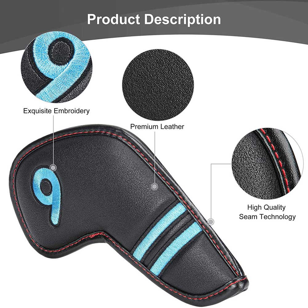 Lesmart Colorful Number Embroideried PU Golf Iron Covers