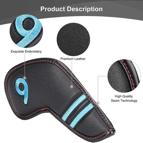 Lesmart Colorful Number Embroideried PU Golf Iron Covers