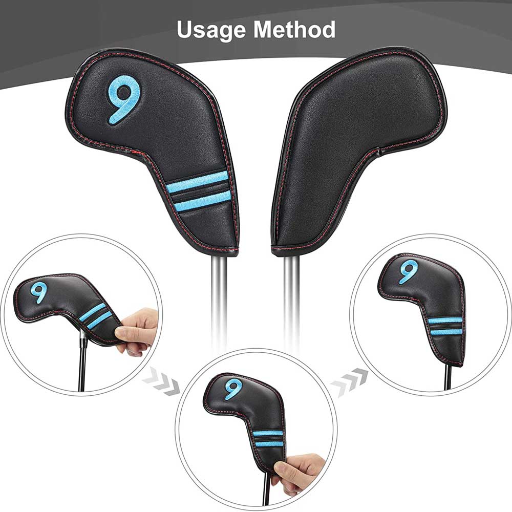 Lesmart Colorful Number Embroideried PU Golf Iron Covers