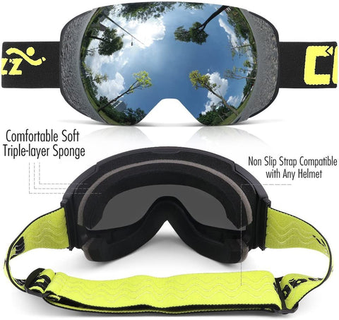 Lesmart G2 Magnetic Snowboard/Polarized OTG UV400 Skiing Goggles