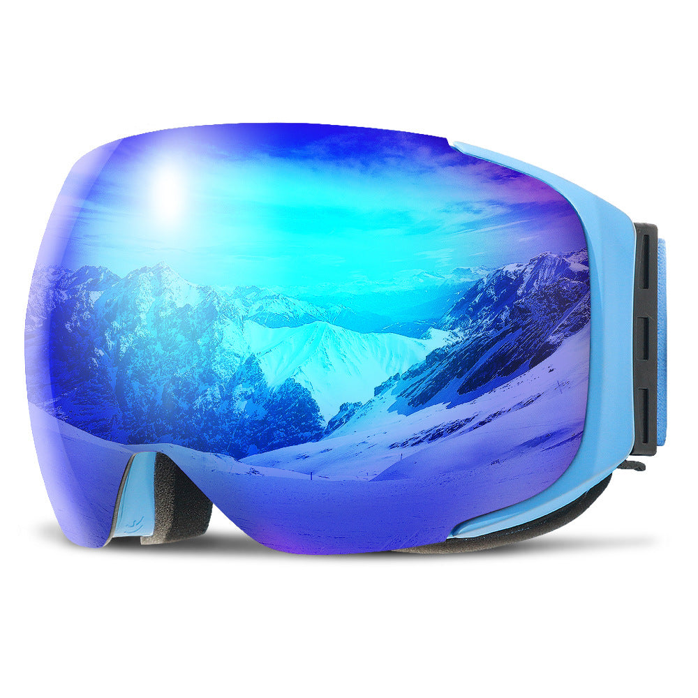ski goggles magnetic lens Lesmart G2 Magnetic Snowboard/Polarized OTG UV400 Skiing Goggles, Blue Frame/Blue Lens (Vlt 23%)