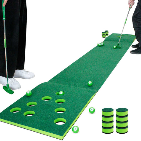 Lesmart Golf Beer Pong Game Green, Includes 2 Green Putters, 10 Golf Balls