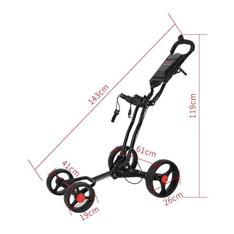 Lesmart Golf Push Cart - Ultra Lightweight & 4 Wheel Design