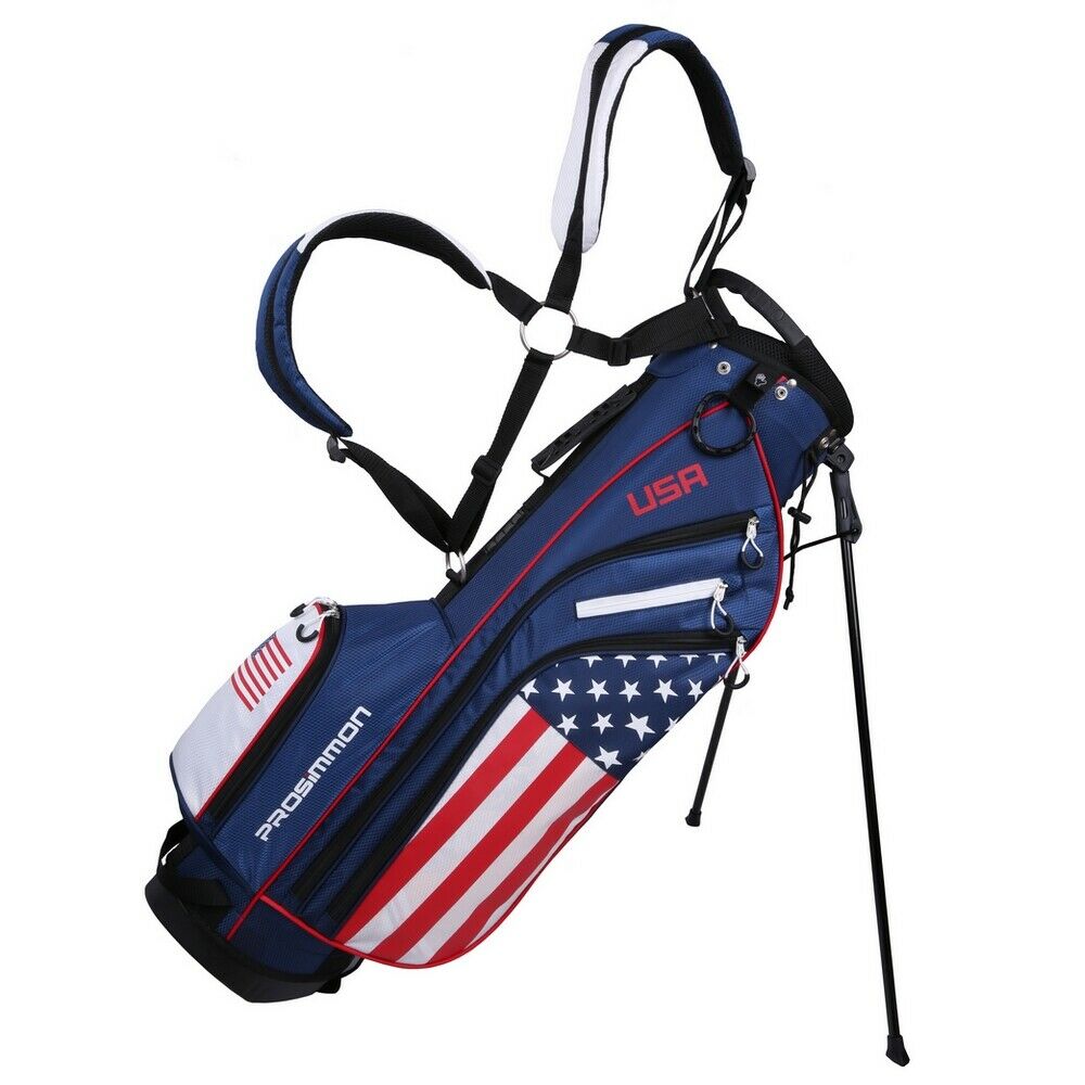 Lesmart Golf USA Flag 7 Lightweight Golf Stand Bag with Dual Straps