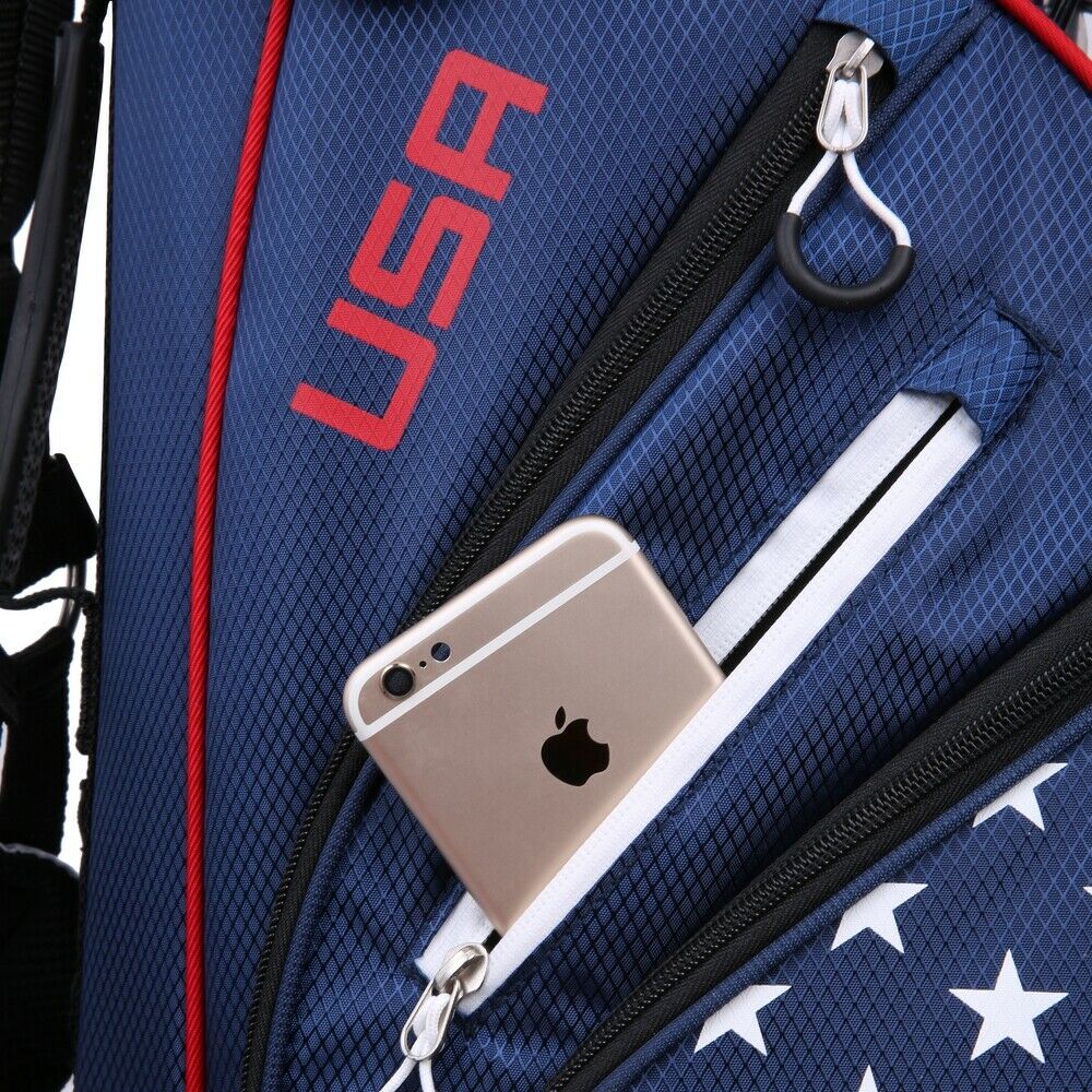 Lesmart Golf USA Flag 7 Lightweight Golf Stand Bag with Dual Straps