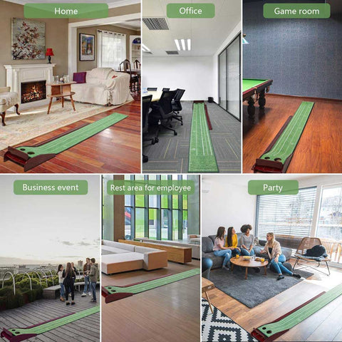 Lesmart Indoor Wood Golf Putting Green Mat with Auto Ball Return System