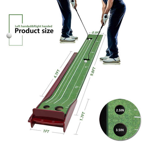 Lesmart Indoor Wood Golf Putting Green Mat with Auto Ball Return System