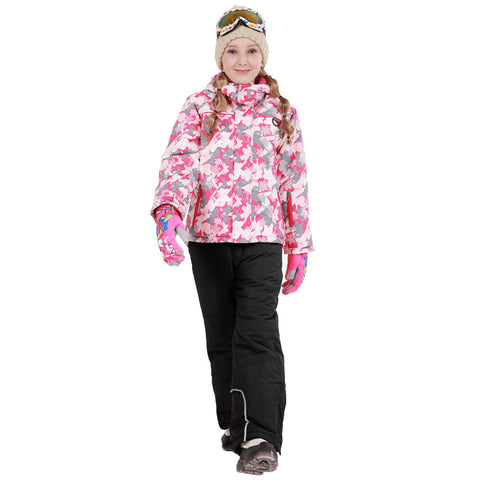 Lesmart Kids' Snowboard Colorful Printed Ski Jacket and Pants