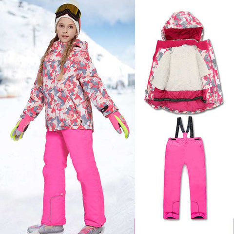 Lesmart Kids' Snowboard Colorful Printed Ski Jacket and Pants