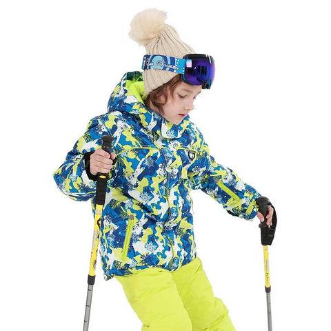 Lesmart Kids' Snowboard Colorful Printed Ski Jacket and Pants