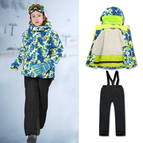 Lesmart Kids' Snowboard Colorful Printed Ski Jacket and Pants