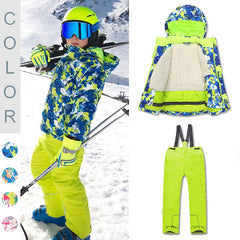 Lesmart Kids' Snowboard Colorful Printed Ski Jacket and Pants