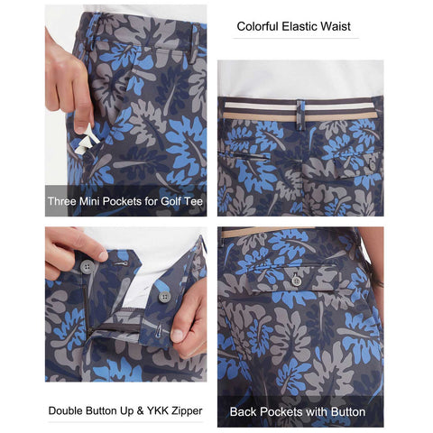Lesmart Men's Print Dry Fit Golf Stretch Shorts with Pockets