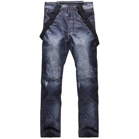 Lesmart Men's Waterproof Warm Padded Denim Ski Snowboard Pants