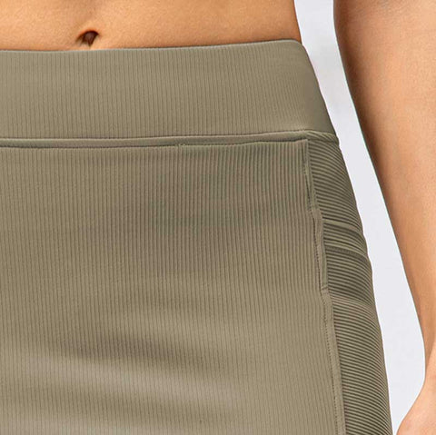 Lesmart Ribbed Athletic Skirts With Bandage
