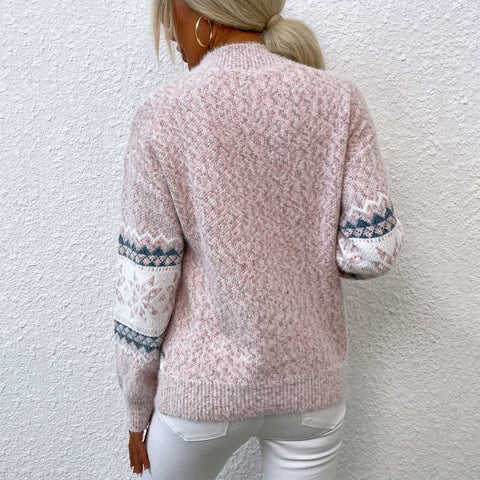 Lesmart Snowflakes Half Turtleneck Christmas Sweater