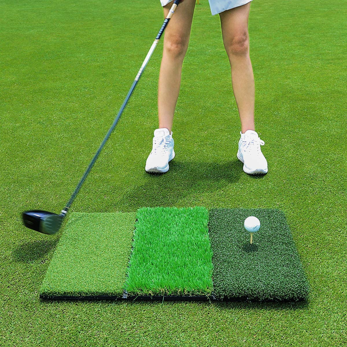 Lesmart Real Feel Tri-Turf Golf Hitting Mat