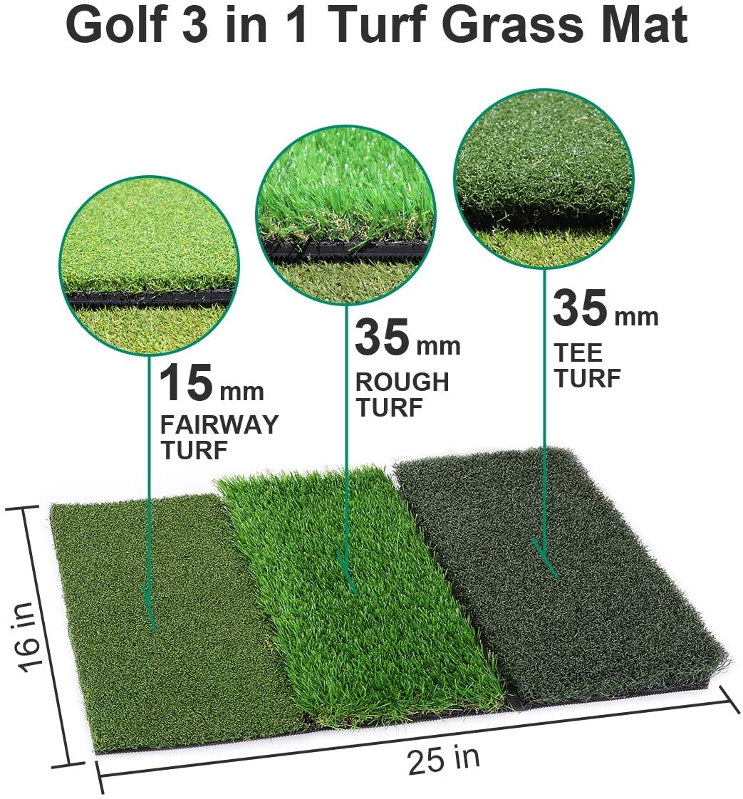 Lesmart Real Feel Tri-Turf Golf Hitting Mat