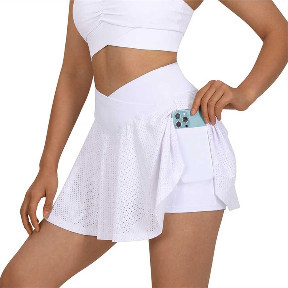 Lesmart Women's Crossover High Waisted Mesh Golf Skorts