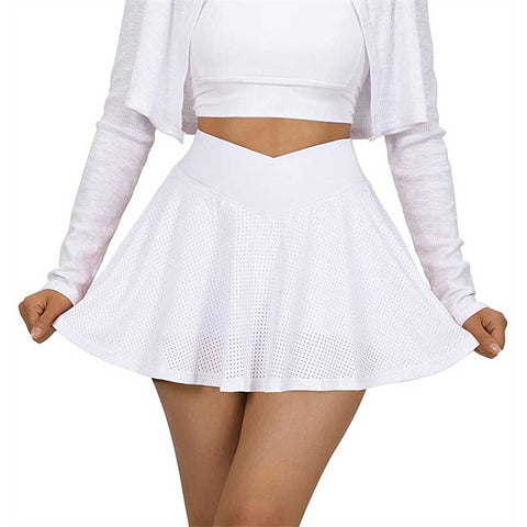 Lesmart Women's Crossover High Waisted Mesh Golf Skorts