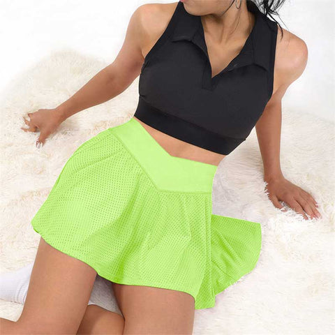 Lesmart Women's Crossover High Waisted Mesh Golf Skorts