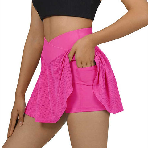 Lesmart Women's Crossover High Waisted Mesh Golf Skorts
