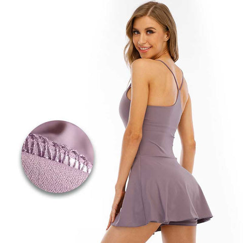 Lesmart Women's Exercise Workout Dress with Built-in Shorts