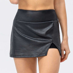 Lesmart Women's High Waisted Faux Leather Skirt