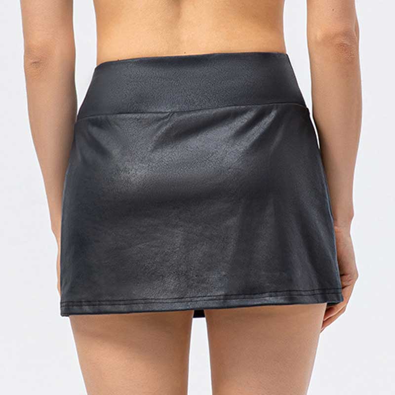 Lesmart Women's High Waisted Faux Leather Skirt - Main Image